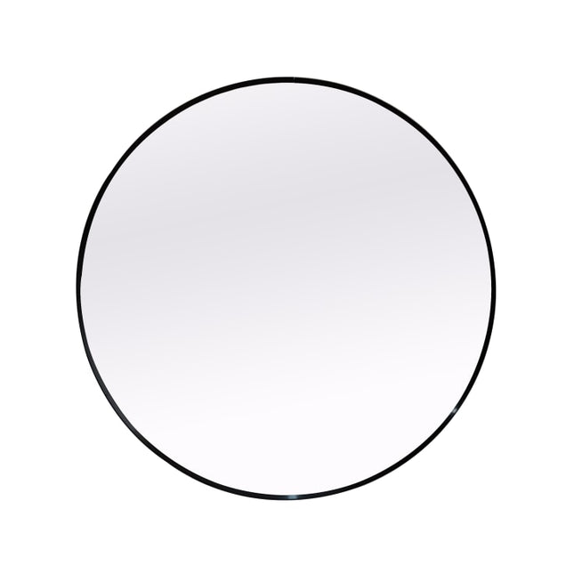 Extra large black metal framed round wall mirror - 100cm x 100cm