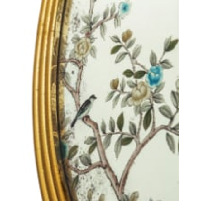Gold oval botanical glass wall mirror - Elderflower Lane UK