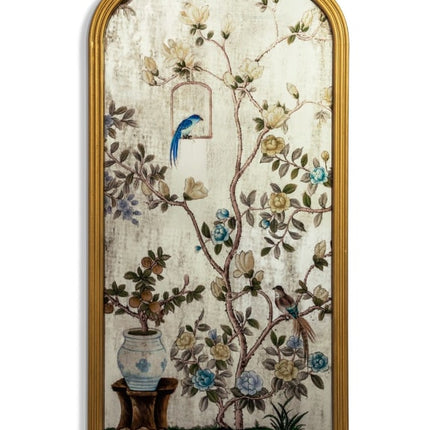 Arched gold tall botanical wall mirror - Elderflower Lane