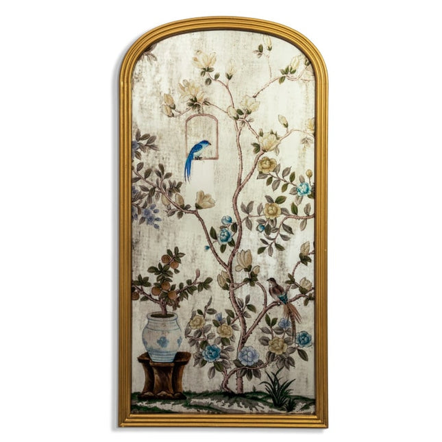 Arched gold tall botanical wall mirror - Elderflower Lane