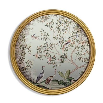 Gold round chinoiserie floral wall mirror - Elderflower Lane