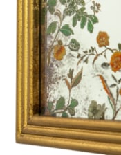 Gold overmantle mirror with  vintage botanical painted glass and ornate gold frame - Elderflower Lane
