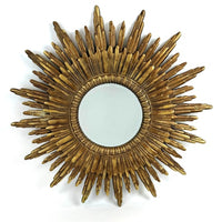 Big antique gold sunburst wall mirror - 89cm Diameter