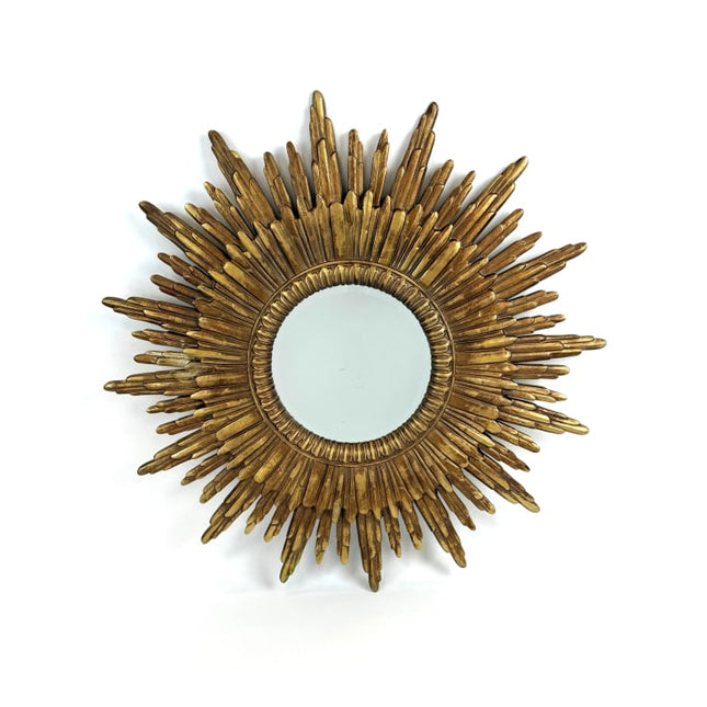 Big antique gold sunburst wall mirror - 89cm Diameter