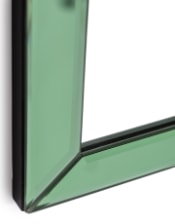 Green glass overmantle arched wall mirror - H60cm