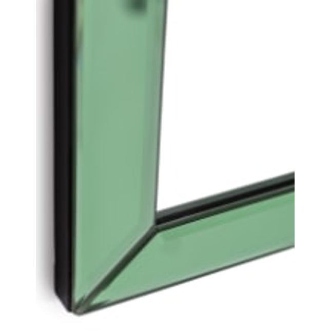 Green glass overmantle arched wall mirror - H60cm
