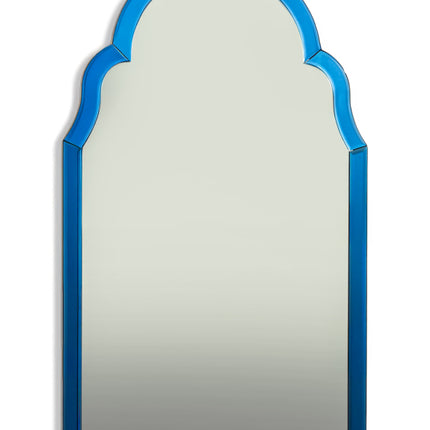 Blue glass arched wall mirror - H80cm