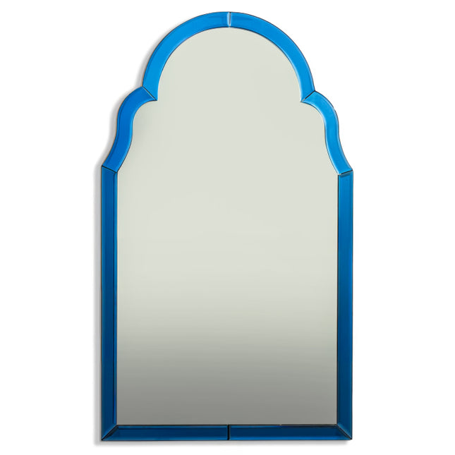 Blue glass arched wall mirror - H80cm
