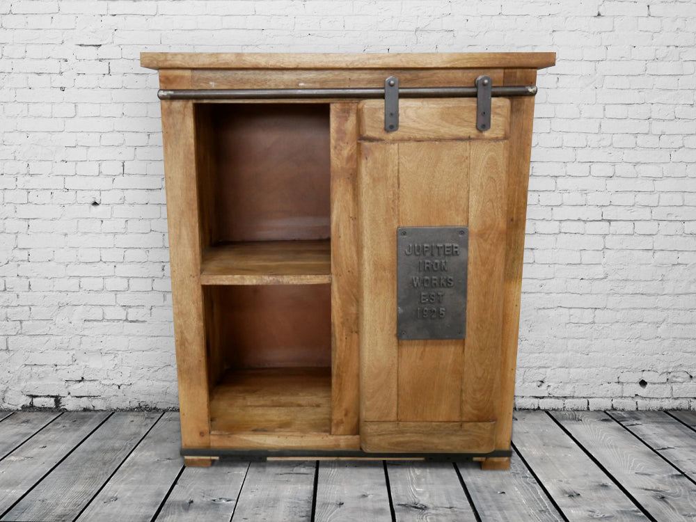 Industrial iron & rustic wood storage cabinet