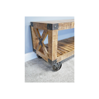 Rustic wood tv stand on wheels