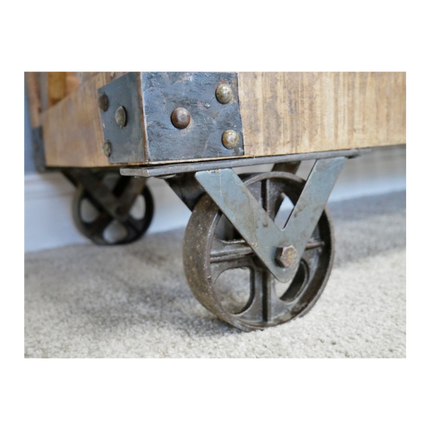 Rustic wood tv stand on wheels