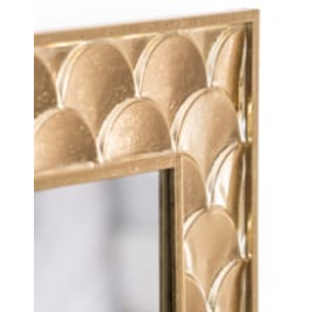 Antiqued Gold Fish Scale Wall Mirror | H90cm × W60cm | Rectangular Framed Mirror