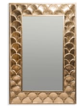 Antiqued Gold Rectangular Fish Scales Framed Wall Mirror H90cm