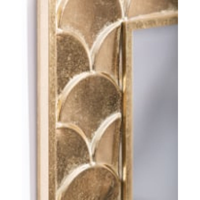 Antiqued Gold Fish Scale Wall Mirror | H90cm × W60cm | Rectangular Framed Mirror