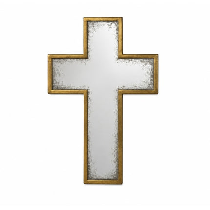 Gold antiqued cross wall mirror - H46cm - Elderflower Lane