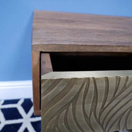 Pair of 1 drawer wood & brass bedside cabinets