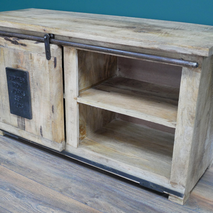 Small iron & wood tv storage cabinet