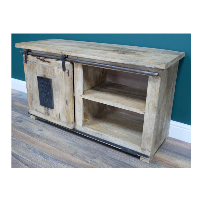 Small iron & wood tv storage cabinet