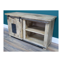 Small iron & wood tv storage cabinet uk