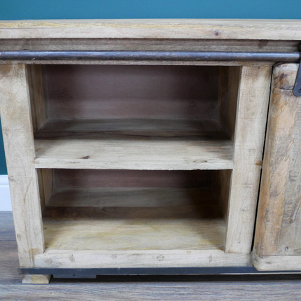 Small iron & wood tv storage cabinet