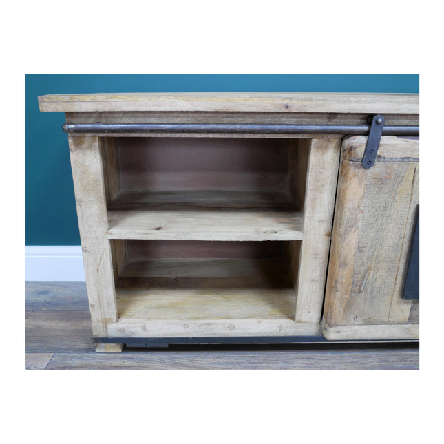 Small iron & wood tv storage cabinet