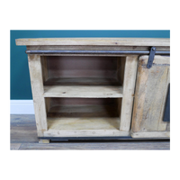 Small iron & wood tv storage cabinet