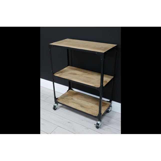 Rustic wood & iron 3 tier shelving unit UK  - Elderflower Lane