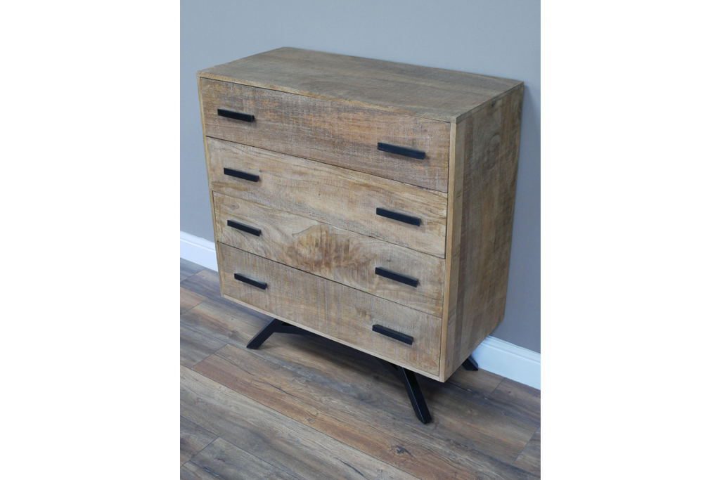 Rustic solid wood & iron chest of drawers