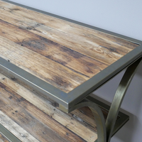 Wide rustic 3 tier display shelves trolley on wheels