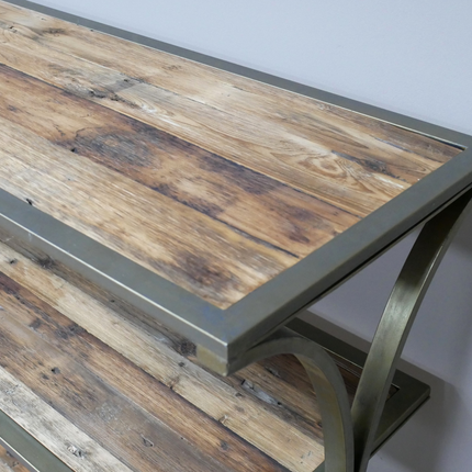 Wide rustic 3 tier display shelves trolley on wheels