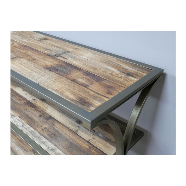 Wide rustic 3 tier display shelves trolley on wheels