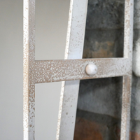 White metal wide mirror wall shelf unit