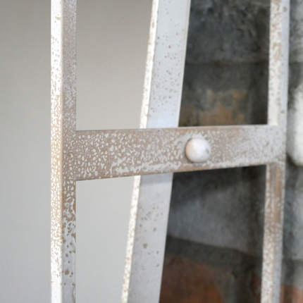 White metal wide mirror wall shelf unit