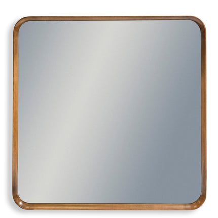 Extra large oak wood framed square wall mirror - H100cm x W100cm