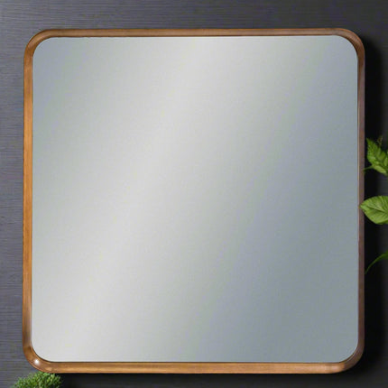 Extra large oak wood framed square wall mirror - H100cm x W100cm