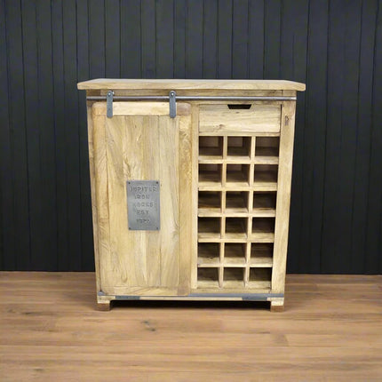 Chunky rustic wood wine cabinet