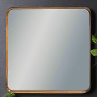 Extra large oak wood framed square wall mirror
