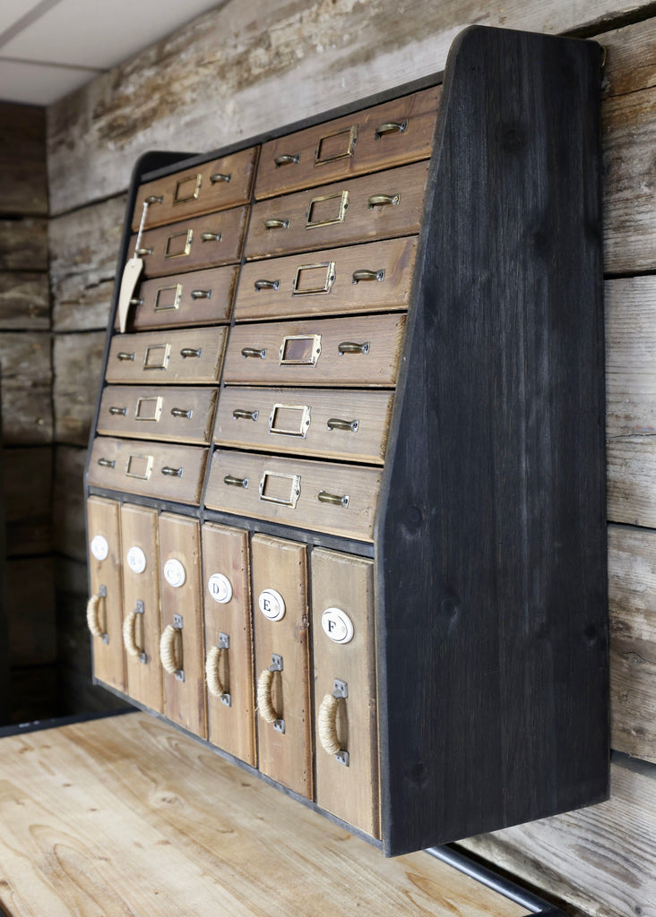 Vintage style rustic apothecary cabinet storage wall unit