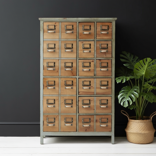 Green rustic wood storage cabinet - Elderflower Lane