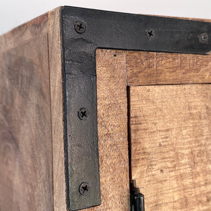 Tall Rustic Wood Larder Cabinet On Wheels H180cm