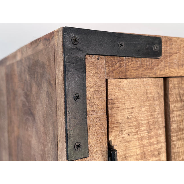 Tall Rustic Wood Larder Cabinet On Wheels H180cm