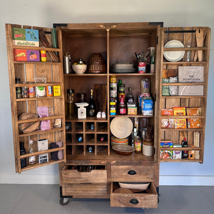 Rustic larder cabinet on wheels - Elderflower Lane