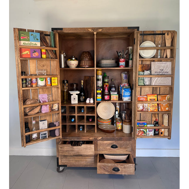 Rustic larder cabinet on wheels - Elderflower Lane
