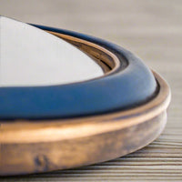 Set of 12 convex blue & gold framed wall display mirrors
