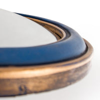 Set of 36 convex blue-red-green and gold framed wall mirrors
