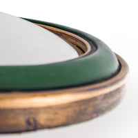 Set of 12 convex green & gold framed wall mirrors