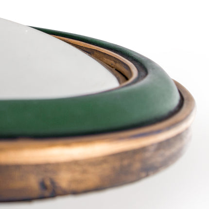 Set of 36 convex blue-red-green and gold framed mirrors