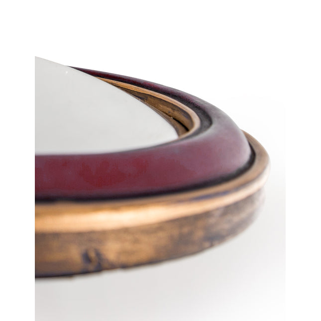 Set of 12 convex red & gold framed mirrors