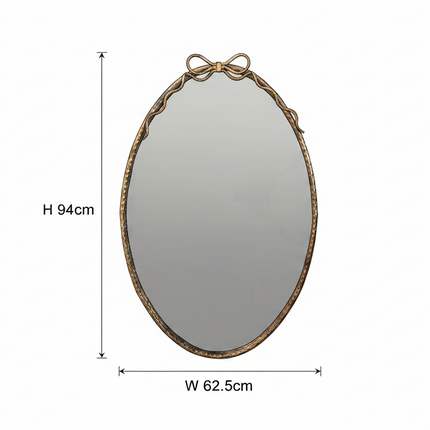Antique Gold Oval Bow Wall Mirror | H94cm × W62.5cm