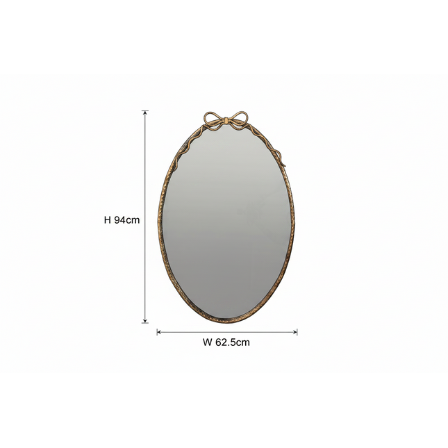 Antique Gold Oval Bow Wall Mirror | H94cm × W62.5cm